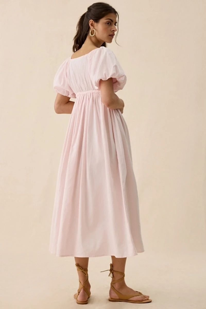 Muse Assembly Erin Puff Sleeve Empire Waist Midi Dress