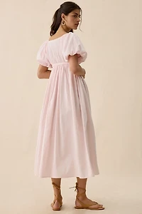 Muse Assembly Erin Puff Sleeve Empire Waist Midi Dress