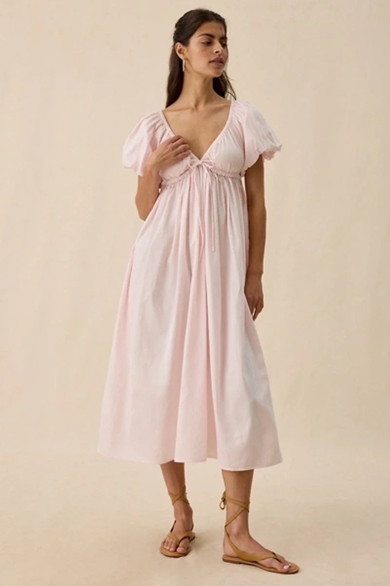 Muse Assembly Erin Puff Sleeve Empire Waist Midi Dress
