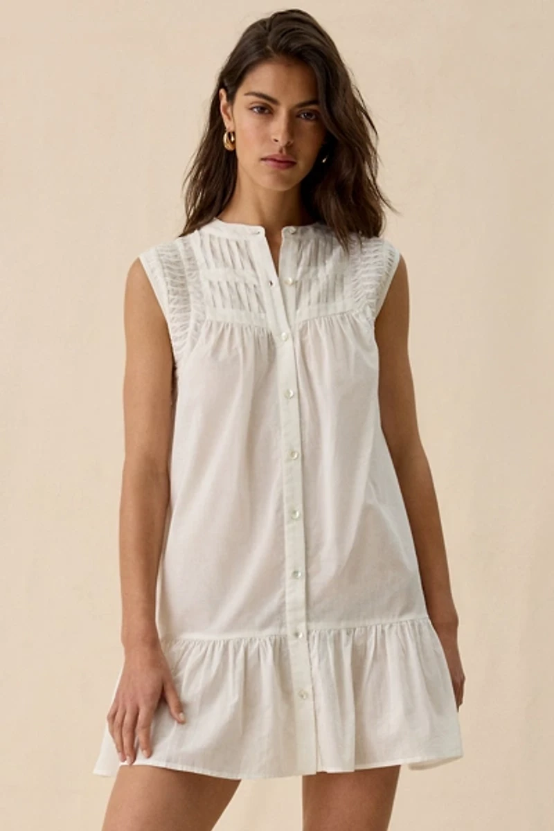 Muse Assembly Lisa Pintuck Cotton Mini Dress