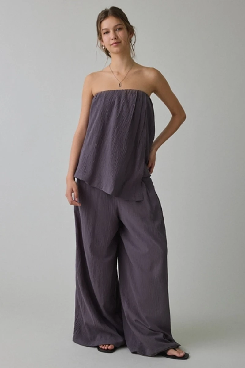 Muse Assembly Fern Asymmetric Wrap Strapless Top