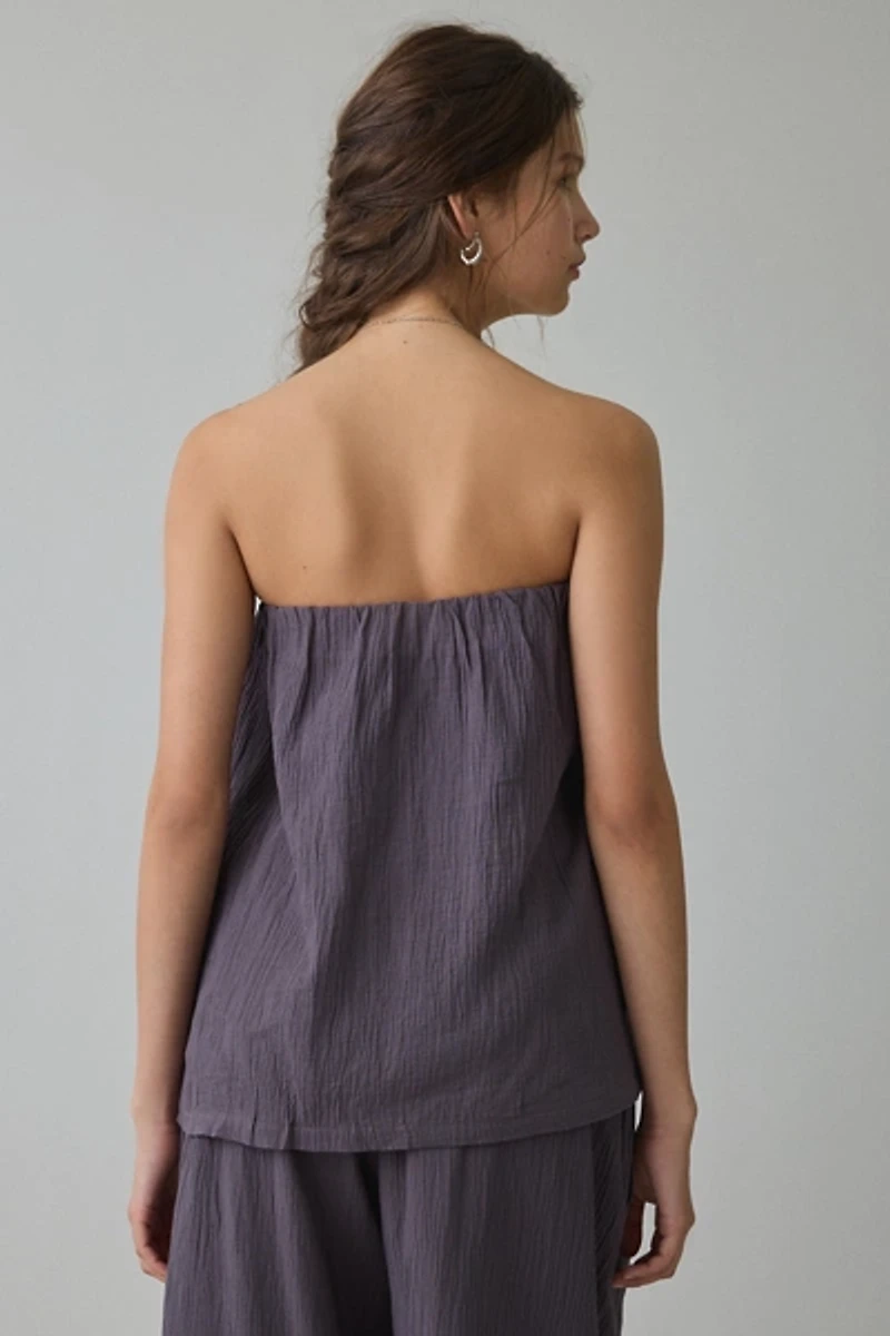 Muse Assembly Fern Asymmetric Wrap Strapless Top