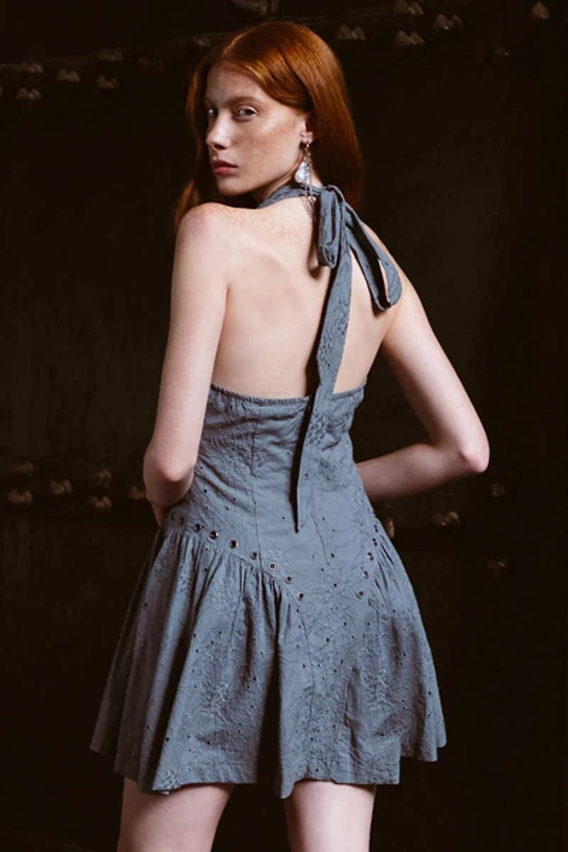 Muse Assembly Jules Grommet Lace Halter Mini Dress