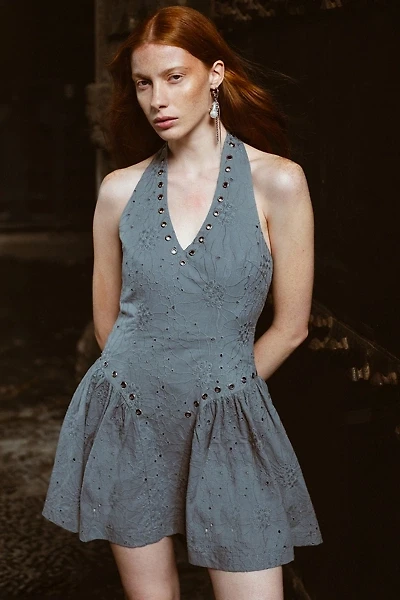 Muse Assembly Jules Grommet Lace Halter Mini Dress