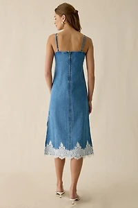 Levi’s® '90s Denim Lace Trim Slip Midi Dress