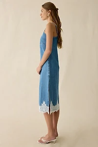 Levi’s® '90s Denim Lace Trim Slip Midi Dress