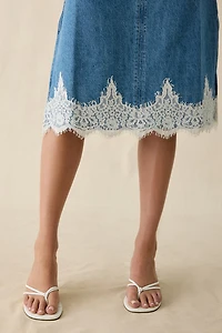 Levi’s® '90s Denim Lace Trim Slip Midi Dress