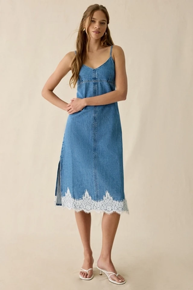 kimchi blue liz lace trim satin slip midi dress Kimchi Blue Liz Lace Trim Satin Slip Midi Dress