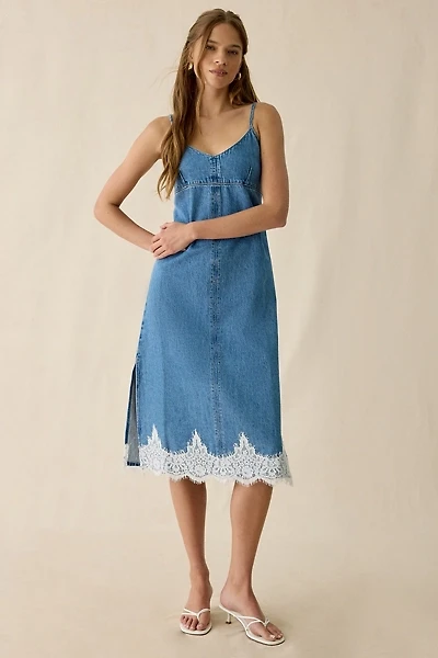 Levi’s® '90s Denim Lace Trim Slip Midi Dress
