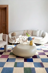 Jubi Watercolor Checkered Hand Tufted Wool Rug