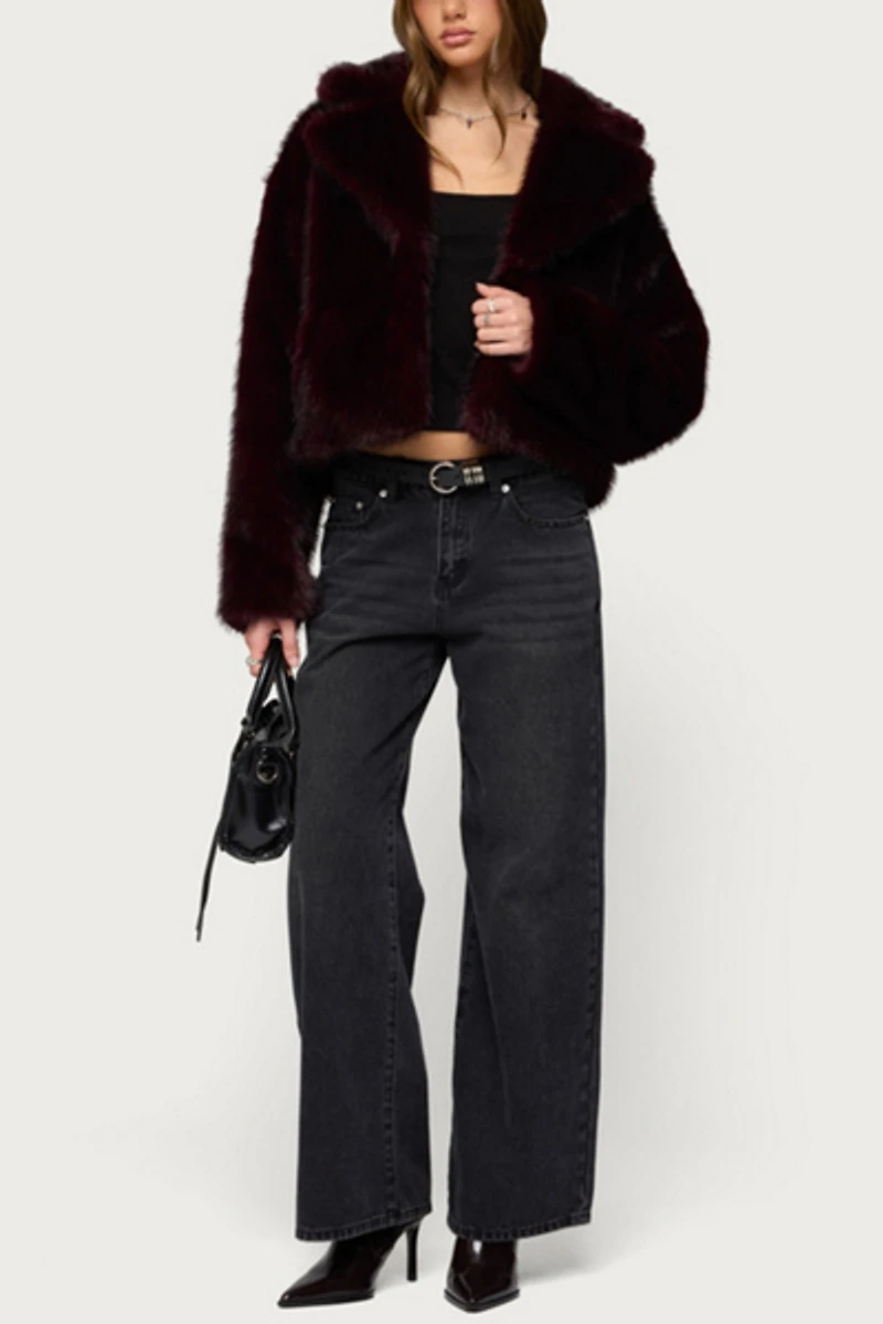 Edikted Kamilah Oversized Faux Fur Coat