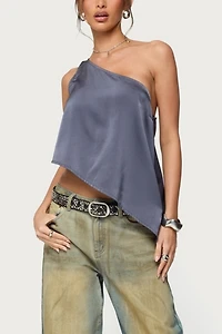 Edikted Asymmetric Satin Effect One Shoulder Top