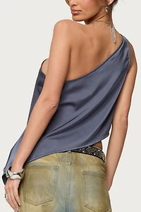 Edikted Asymmetric Satin Effect One Shoulder Top