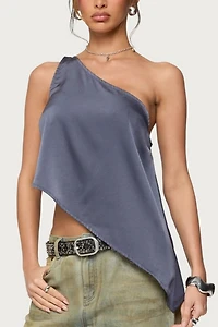 Edikted Asymmetric Satin Effect One Shoulder Top