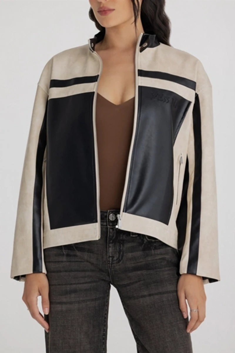 Miss Me Dove Noir Leather Jacket