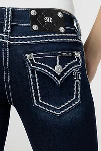 Miss Me Loose Saddle Stitch Border Bootcut Jean