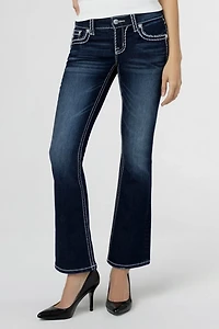 Miss Me Loose Saddle Stitch Border Bootcut Jean