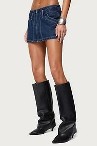 Edikted Sharlo Zip Up Denim Mini Skirt