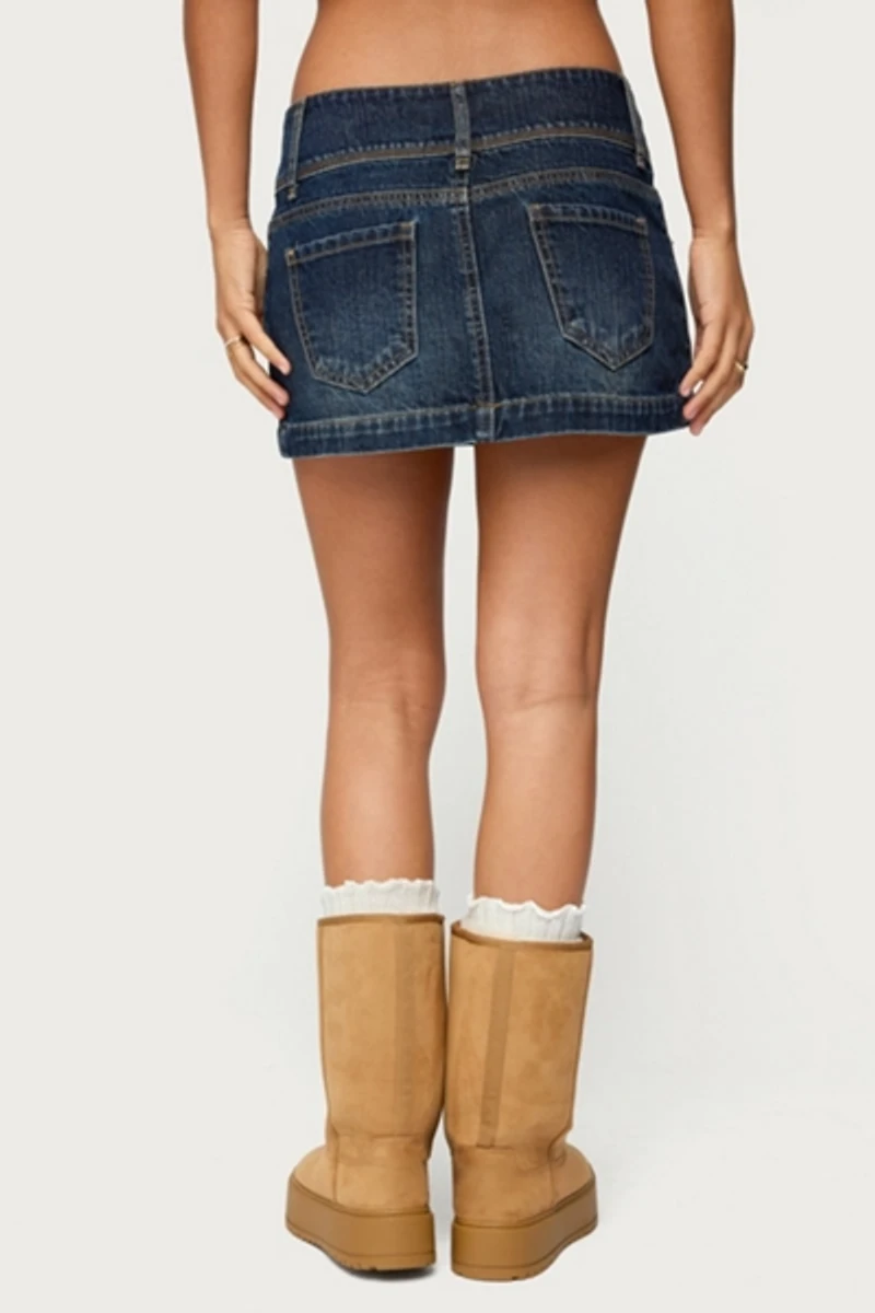 Edikted Fatama Denim Mini Skirt