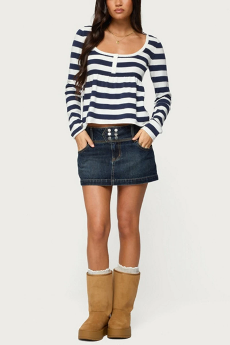 Edikted Fatama Denim Mini Skirt