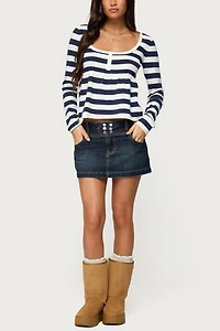 Edikted Fatama Denim Mini Skirt