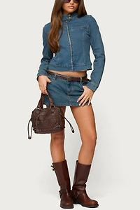 Edikted Josiee Stretchy Denim Mini Skort