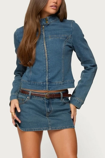 Edikted Josiee Stretchy Denim Mini Skort