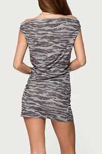 Edikted Lorel Printed Off Shoulder Mini Dress