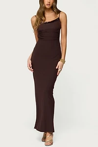 Edikted Shanna Backless Mesh Maxi Dress