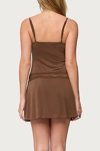 Edikted Zurie Lacey Drop Waist Mini Dress