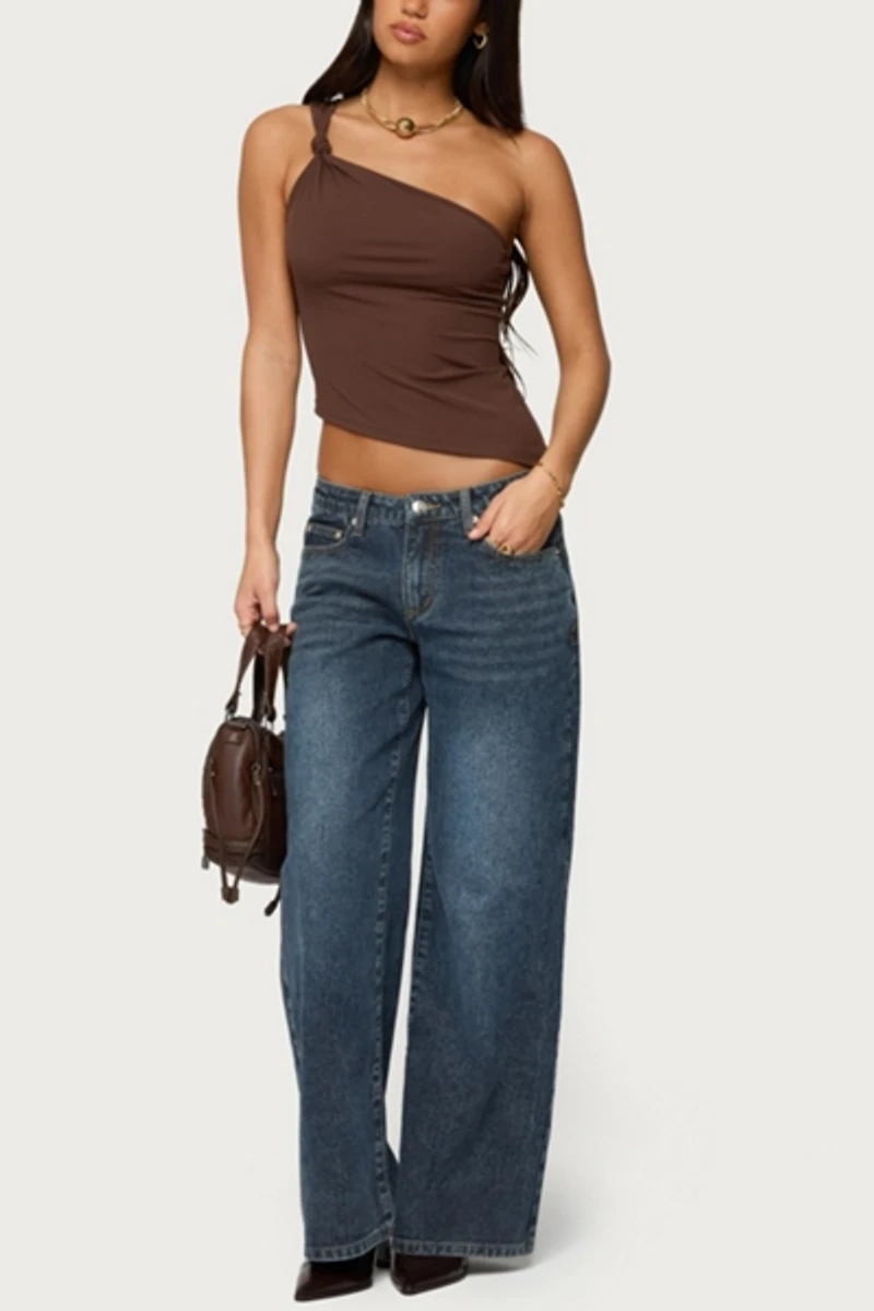 Edikted 1980 Leopard Patch Low Rise Baggy Jeans