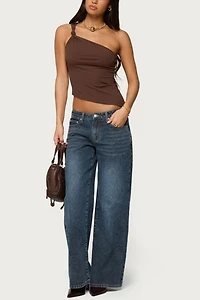 Edikted 1980 Leopard Patch Low Rise Baggy Jeans