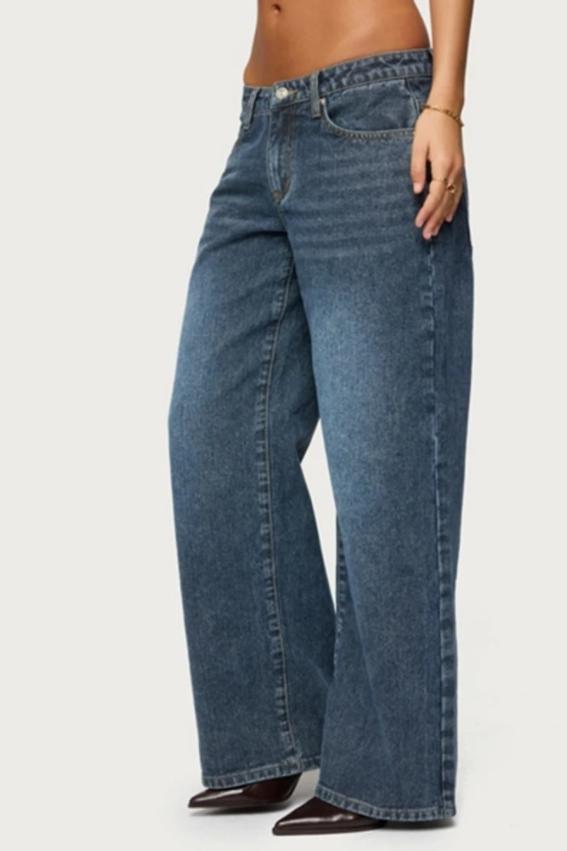 Edikted 1980 Leopard Patch Low Rise Baggy Jeans