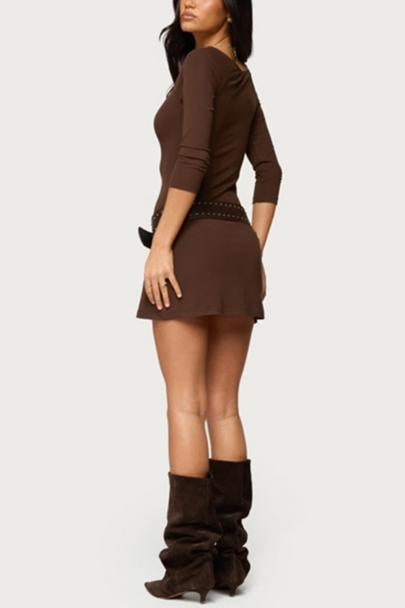 Edikted Jadey Boat Neck Mini Dress