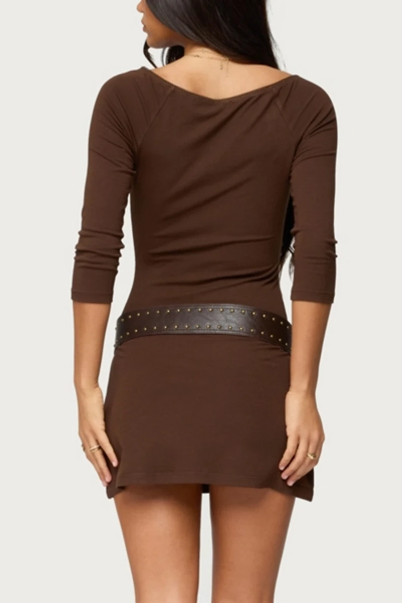 Edikted Jadey Boat Neck Mini Dress