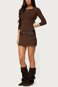 Edikted Jadey Boat Neck Mini Dress