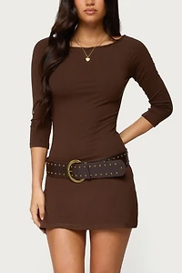 Edikted Jadey Boat Neck Mini Dress