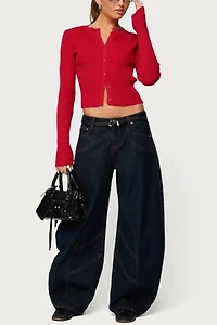 Edikted Double Pocket Low Rise Barrel Leg Jeans