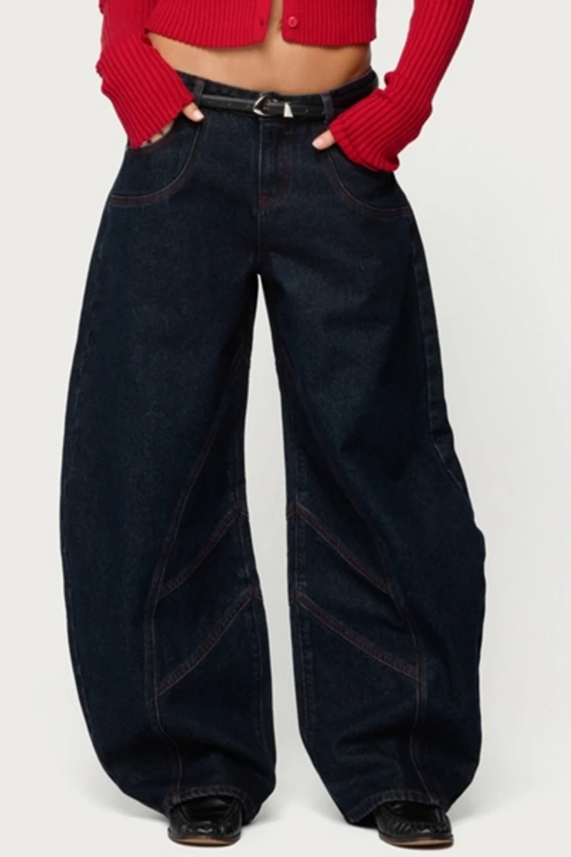 Edikted Double Pocket Low Rise Barrel Leg Jeans