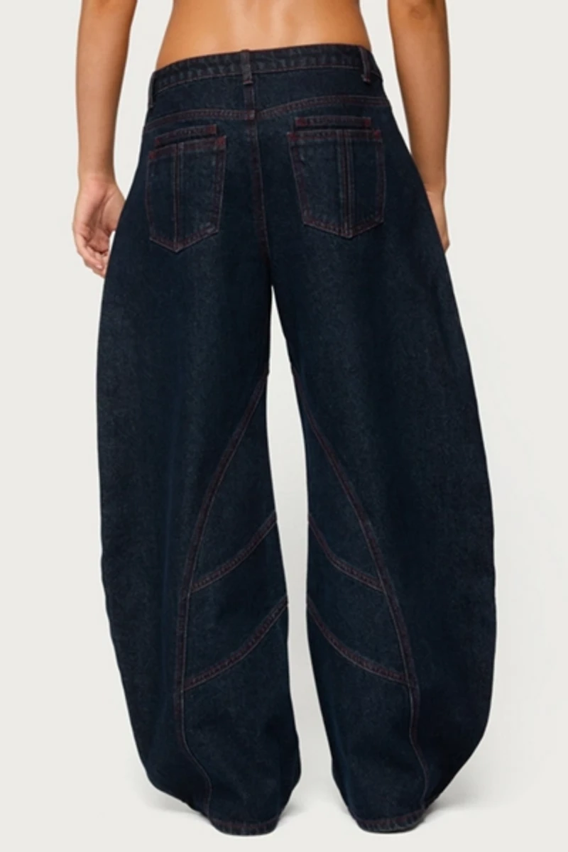Edikted Double Pocket Low Rise Barrel Leg Jeans