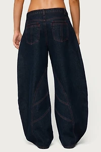 Edikted Double Pocket Low Rise Barrel Leg Jeans