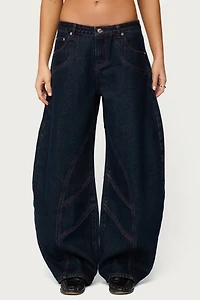 Edikted Double Pocket Low Rise Barrel Leg Jeans