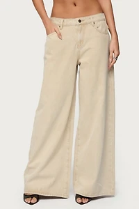 Edikted Buttoned Belt Low Rise Baggy Jeans