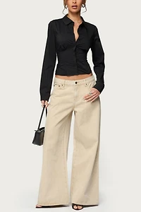 Edikted Buttoned Belt Low Rise Baggy Jeans