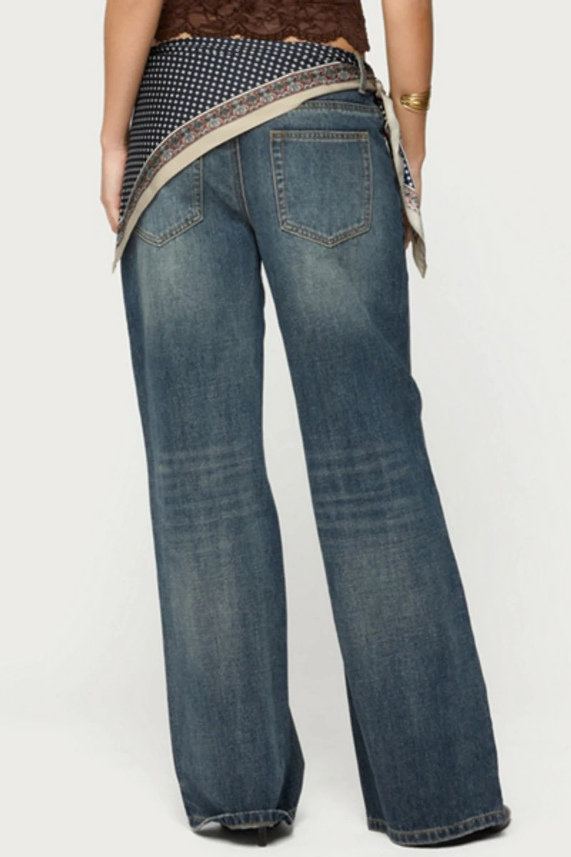 Edikted Della Waist Scarf Low Rise Baggy Jean