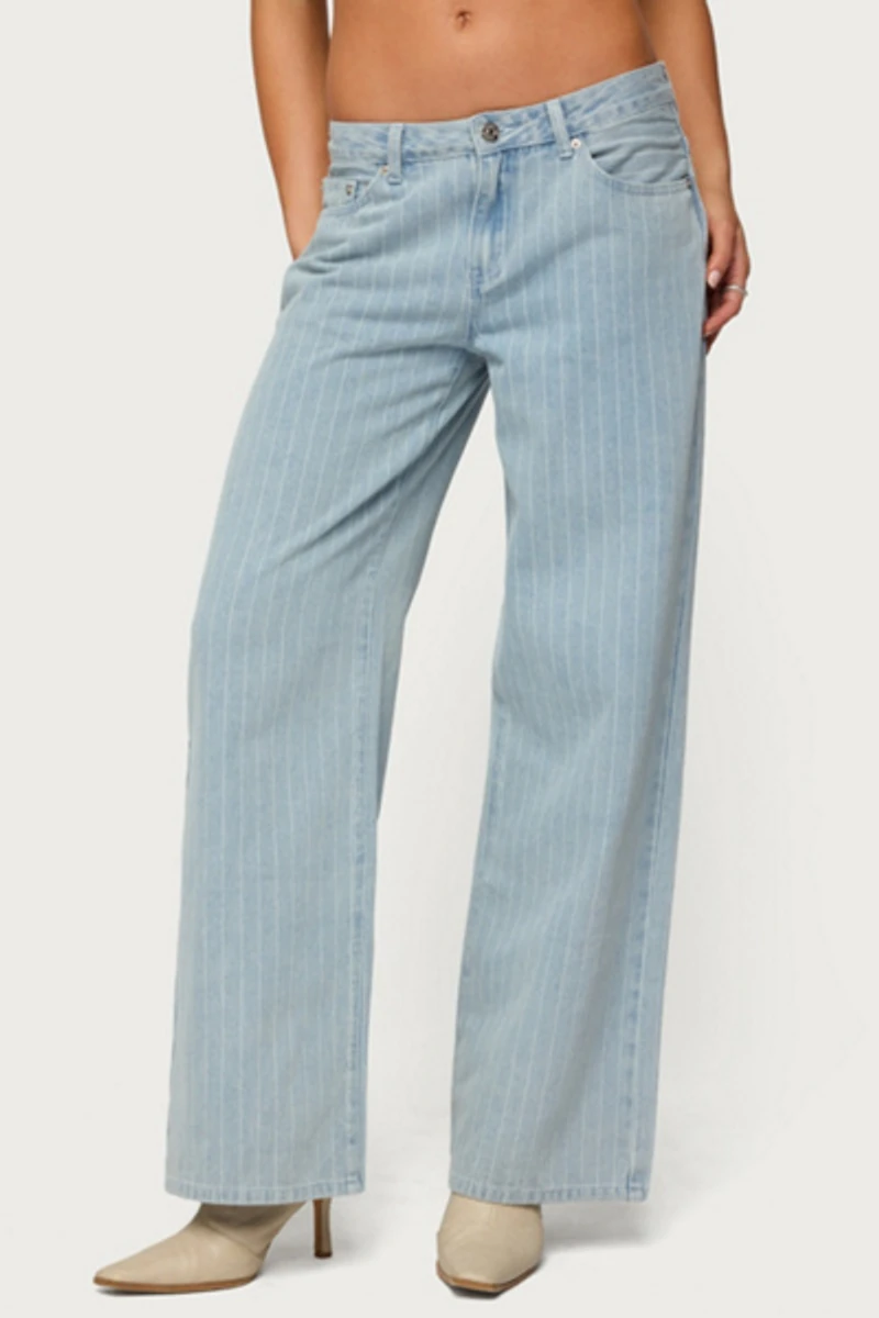 Edikted Pinstripe Low Rise Baggy Jean