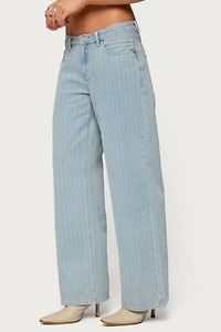 Edikted Pinstripe Low Rise Baggy Jean