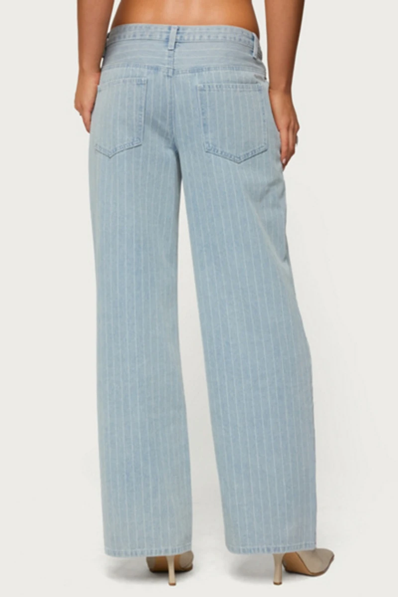 Edikted Pinstripe Low Rise Baggy Jean