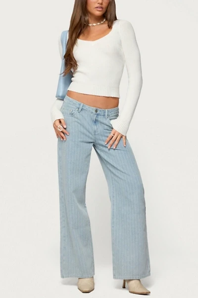 Edikted Pinstripe Low Rise Baggy Jean