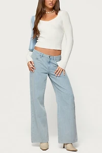 Edikted Pinstripe Low Rise Baggy Jean